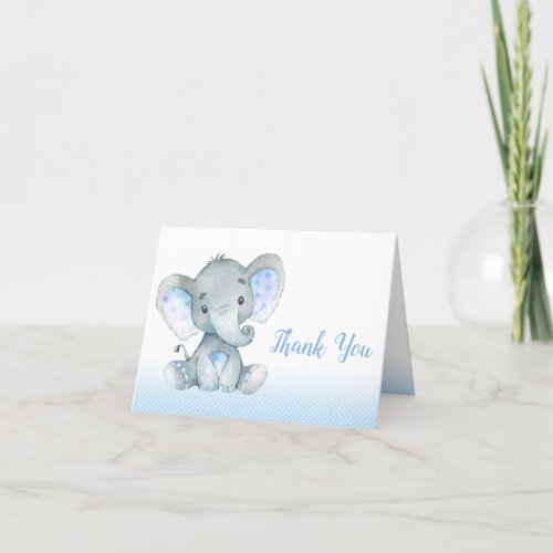 Elephant Baby Shower Thank You Cards Boy Blue