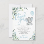 Elephant Baby Shower Thank You Cards For A Boy at Zazzle
