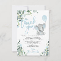 Elephant Baby Shower Thank You Cards for a Boy