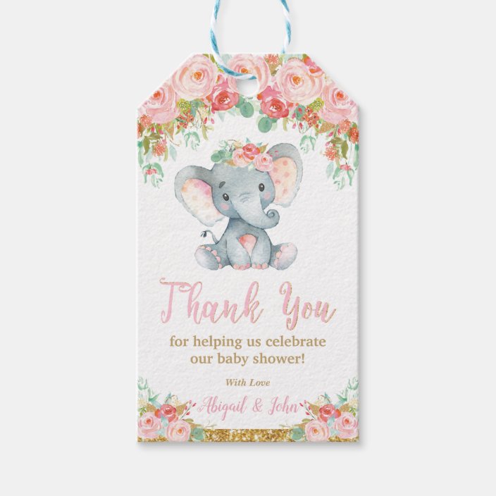 elephant baby shower thank you tags