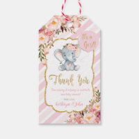 Elephant Baby Shower Thank You Favor Gift Tags