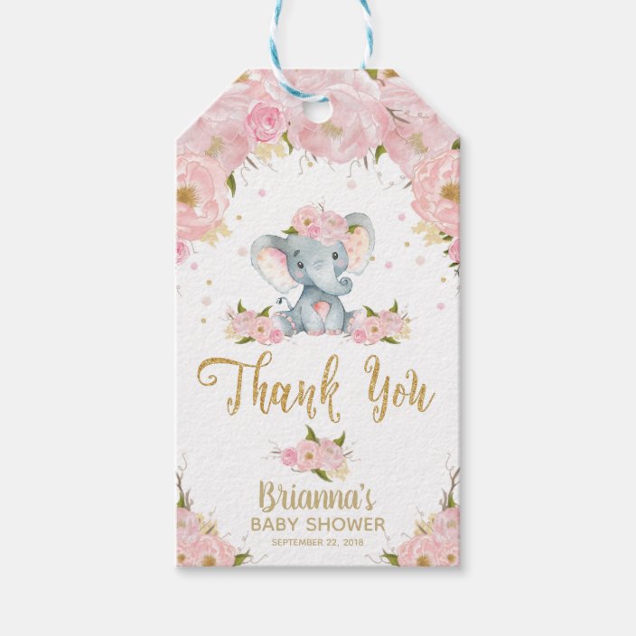 Baby Favor Tags in Cardboard Kraft Shower Favors Elephant Thank You Baby Shower Tags Elephant Shower Gift Tags Thank You Tags