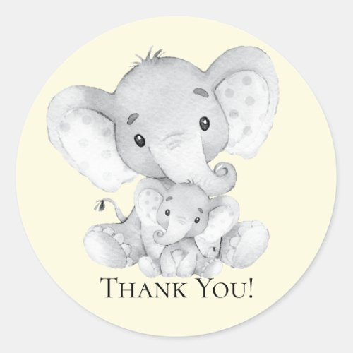 Elephant Baby Shower Thank You Favor Sticker