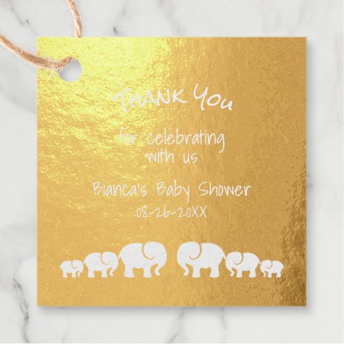 Elephant Baby Shower Thank You Foil Favor Tags