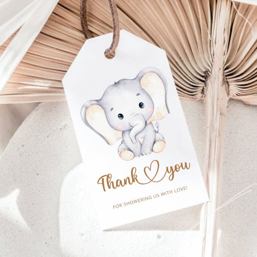 Elephant baby shower thank you gift tags