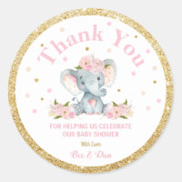 Elephant Baby Shower Thank You Sticker Labels