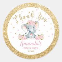 Elephant Baby Shower Thank You Sticker Labels