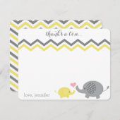 Elephant Baby Shower Thank You Yellow Gray Chevron Note Card (Front/Back)