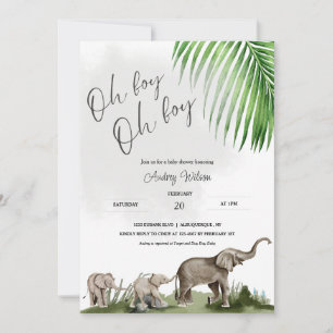 Elephant Baby Shower Twin Boys Baby Invitation