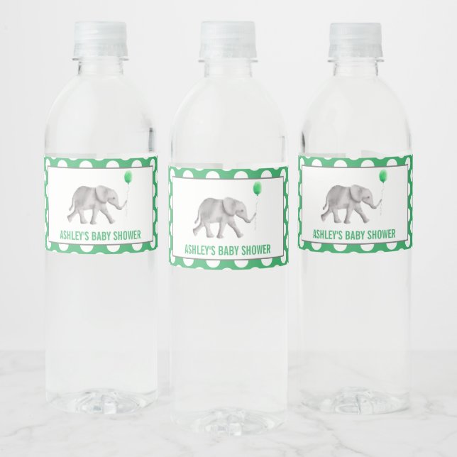 Elephant Baby Shower Water Bottle Labels (Bottles)