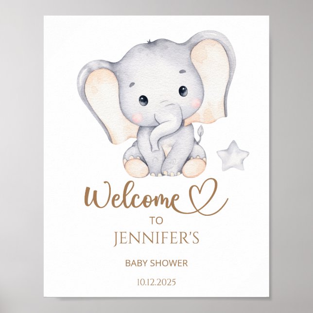 Elephant Baby Shower Welcome   Poster (Front)
