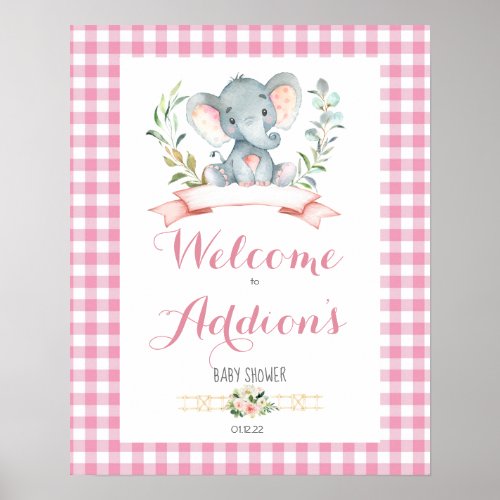 elephant baby shower welcome poster