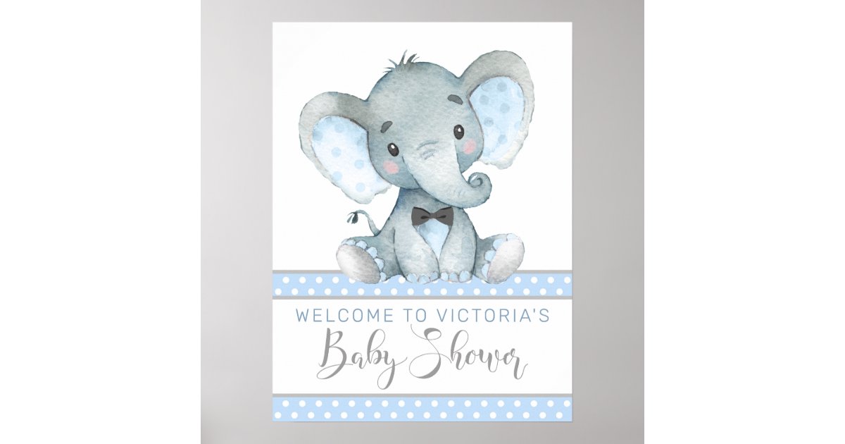 Instant Download Baby Shower Sign Baby Boy Print Personalized Baby Shower Sign Elephant Baby Shower Welcome Party Favor Sign