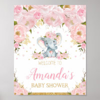 Elephant Baby Shower Welcome Sign Poster