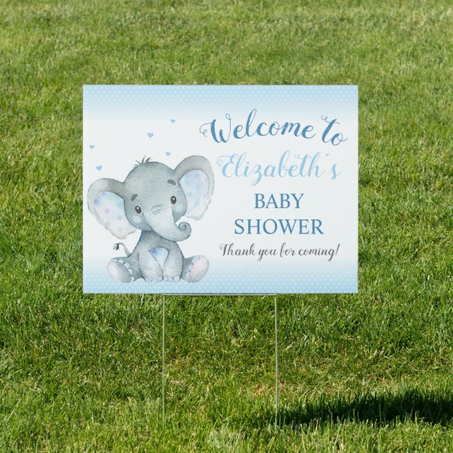 Elephant Baby Shower Welcome Yard Sign (Insitu)