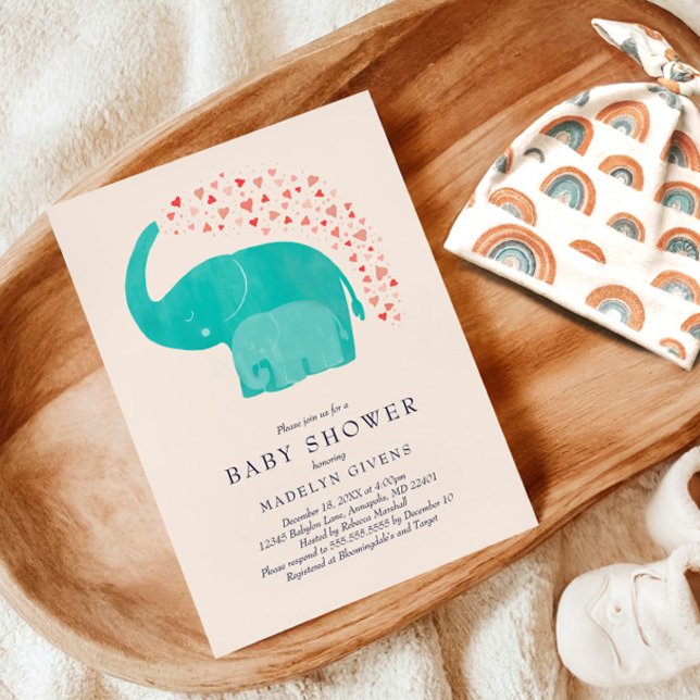 Elephant Baby Shower with Mother and Calf  Invitation (Creator Uploaded)