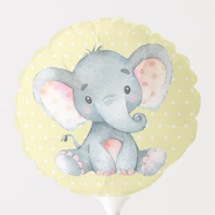 Elephant Baby Shower Yellow and Gray Balloon