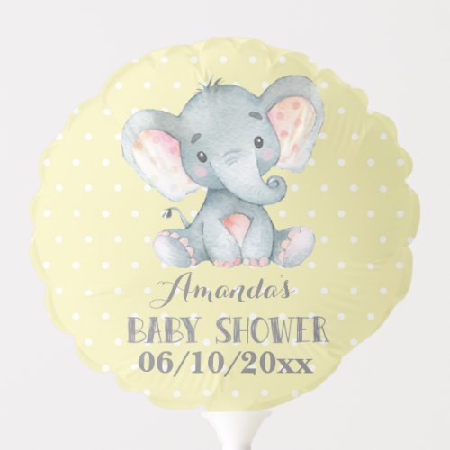 Elephant Baby Shower Yellow and Gray Balloon