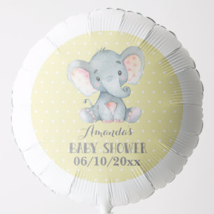 Elephant Baby Shower Yellow and Gray Balloon