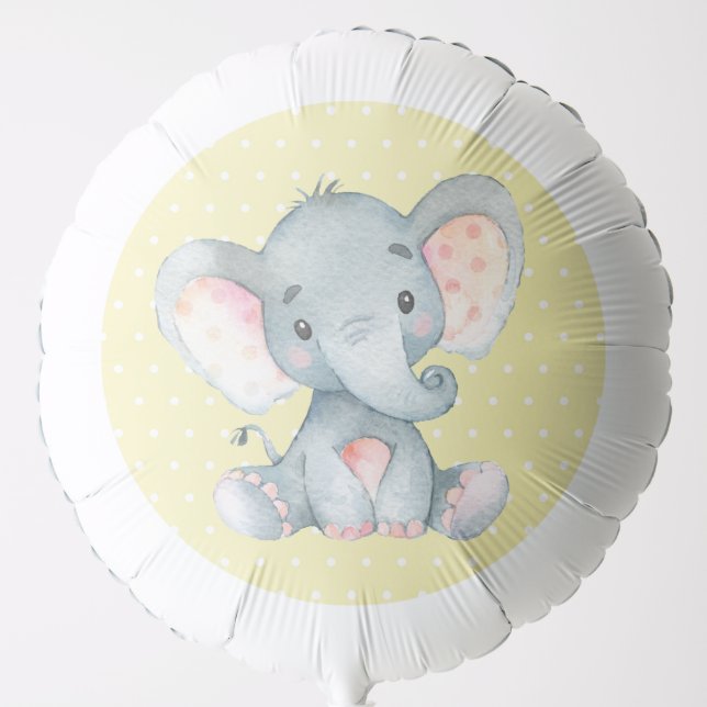 Elephant Baby Shower Yellow and Gray Balloon (Front)