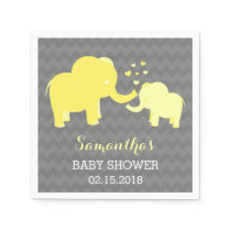 Elephant Baby Shower Yellow and Grey Paper Napkins