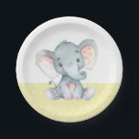 Elephant Baby Shower Yellow Paper Plate<br><div class="desc">Elephant Baby Shower Yellow Paper Plate</div>