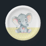 Elephant Baby Shower Yellow Paper Plate<br><div class="desc">Elephant Baby Shower Yellow Paper Plate</div>