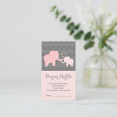 Elephant Baby ShowerDiaper Raffle Ticket Pink Grey Enclosure Card (Standing Front)