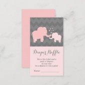 Elephant Baby ShowerDiaper Raffle Ticket Pink Grey Enclosure Card (Front/Back)