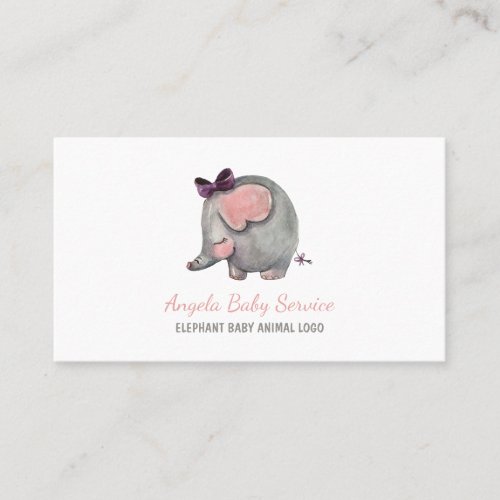 Elephant Baby sitter Pink Daycare Nursery Business Card