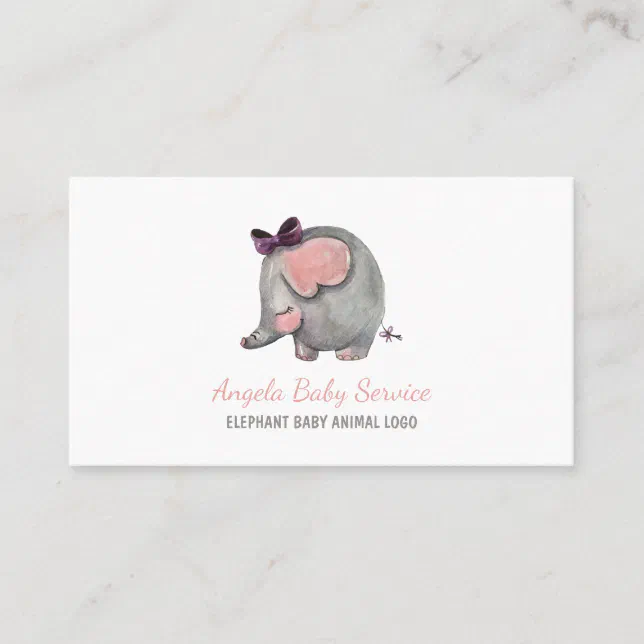 Elephant Baby sitter Pink Daycare Nursery Business Card Zazzle