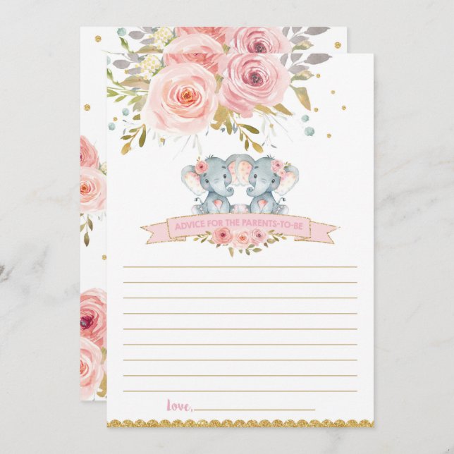 Elephant Baby Twins Advice for Parents to Be Card (Front/Back)