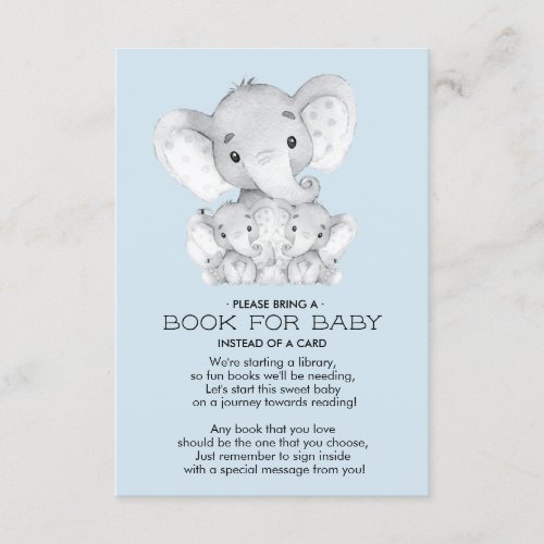 Elephant Baby Twins Shower Book for Baby Card