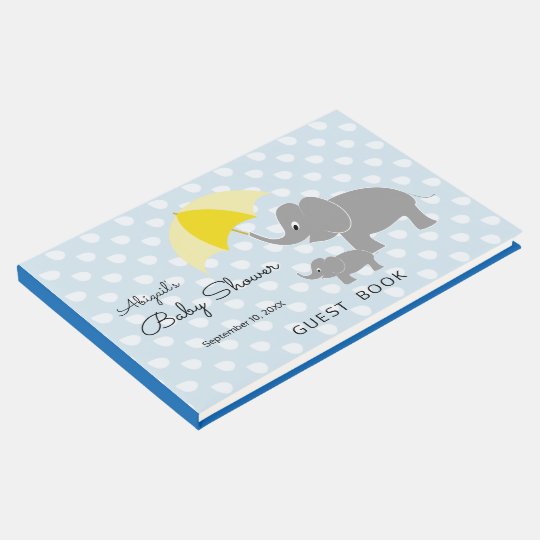 Elephant Baby Umbrella Blue Baby Shower Guest Book Zazzle Com