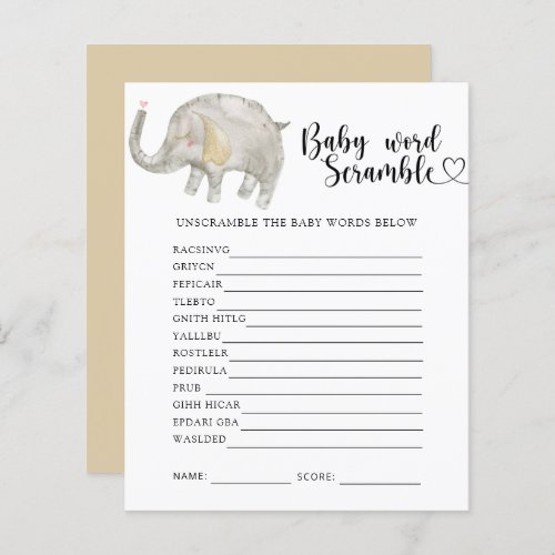 Elephant _ Baby Word Scramble Game