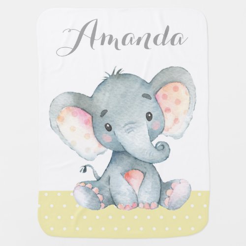 Elephant Baby Yellow and Gray Baby Blanket