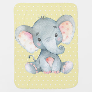 Elephant Baby Yellow and Gray Baby Blanket