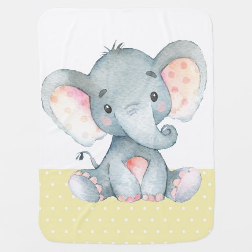 Elephant Baby Yellow and Gray Baby Blanket