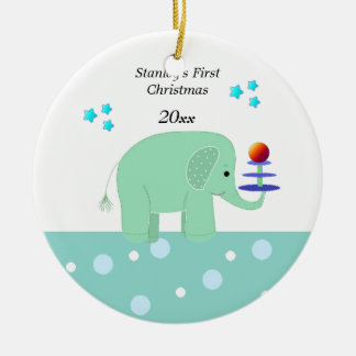 Elephant Baby's First Christmas Ceramic Ornament