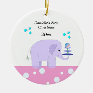 Elephant Baby's First Christmas Ceramic Ornament
