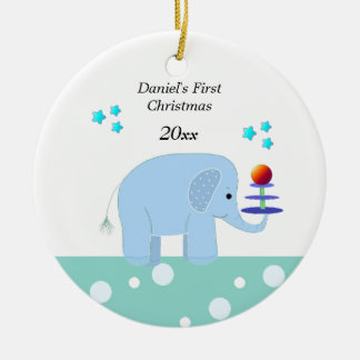Elephant Baby's First Christmas Ceramic Ornament