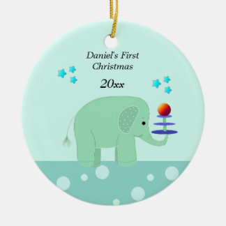 Elephant Baby's First Christmas Ceramic Ornament