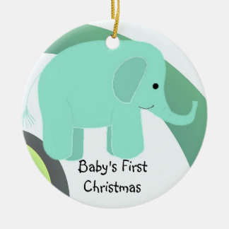 Elephant Baby's Frist Christmas Ceramic Ornament