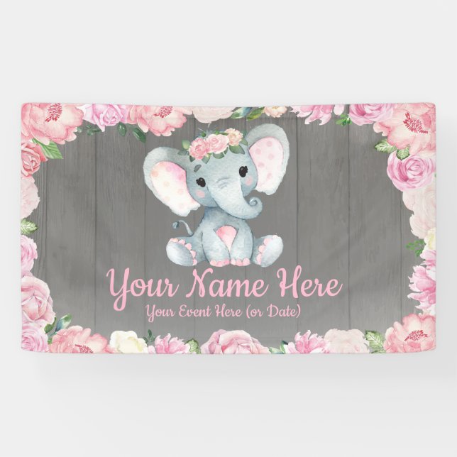 Elephant Backdrop Table Decor, Banner Sign Decor (Horizontal)