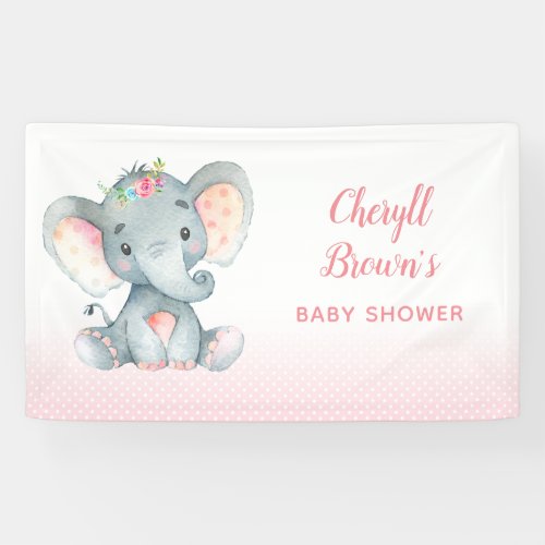 Elephant Backdrops Banners _ Baby Shower Pink