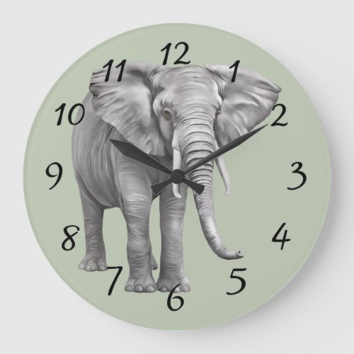 Elephant Background Large Clock