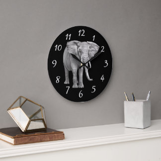 Elephant Background round clock