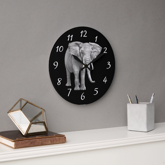 Elephant Background round clock (Office)