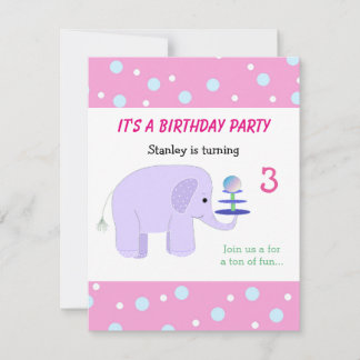Elephant Balancing Act Birthday Invitation