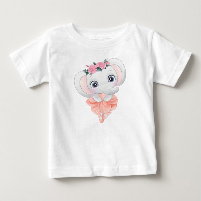 Elephant Ballerina Baby T-Shirt (Front)